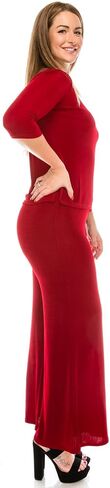 Jostar Women's Basic T Shirts - 3/4 Sleeve Scoop Neck Soft Wrinkle Free Solid Top with Side Slit in Kuwait