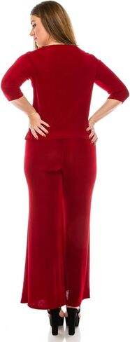 Jostar Women's Basic T Shirts - 3/4 Sleeve Scoop Neck Soft Wrinkle Free Solid Top with Side Slit in Kuwait