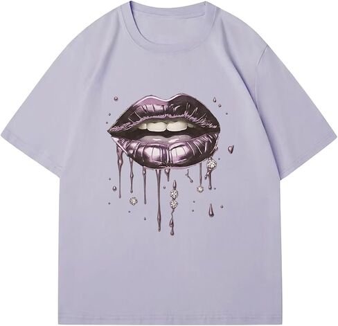 RoseSeek Women's Vintage Graphic Tees Crew Neck Short Sleeve T Shirts Y2k Streetwear Summer Tops in Saudi Arabia