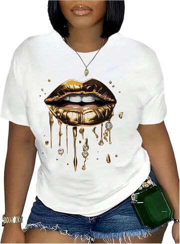 RoseSeek Women's Vintage Graphic Tees Crew Neck Short Sleeve T Shirts Y2k Streetwear Summer Tops in Saudi Arabia