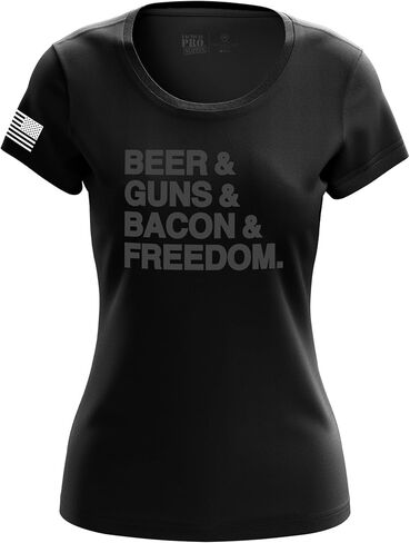 Women’s Phantom Patriotic T-Shirt, Cotton Classic Fit Crew Neck American Flag Graphic Tee, Made in USA in Saudi Arabia