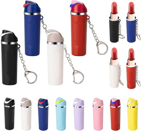 4 Pcs Mini Chapstick Holder Keychain Compatible with Owala Water bottle, Tumbler Lipbalm Holder Keychain in Saudi Arabia