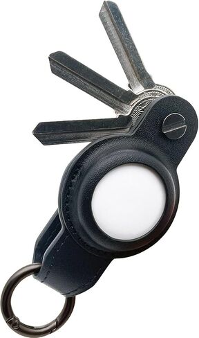 Air Tag Key Organizer, Compact Leather Keychain for Apple AirTag Gen 1/2.[Black, without Airtag] in Saudi Arabia