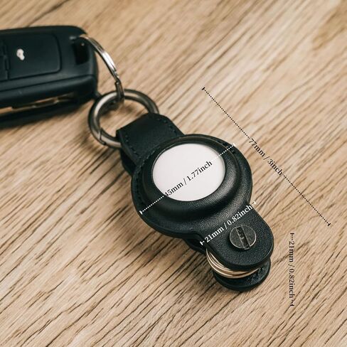 Air Tag Key Organizer, Compact Leather Keychain for Apple AirTag Gen 1/2.[Black, without Airtag] in Saudi Arabia