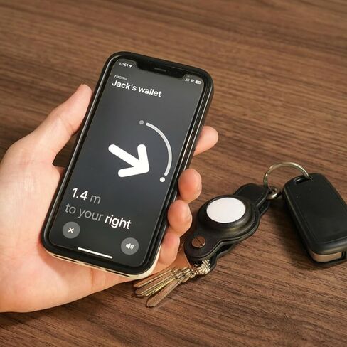 Air Tag Key Organizer, Compact Leather Keychain for Apple AirTag Gen 1/2.[Black, without Airtag] in Saudi Arabia