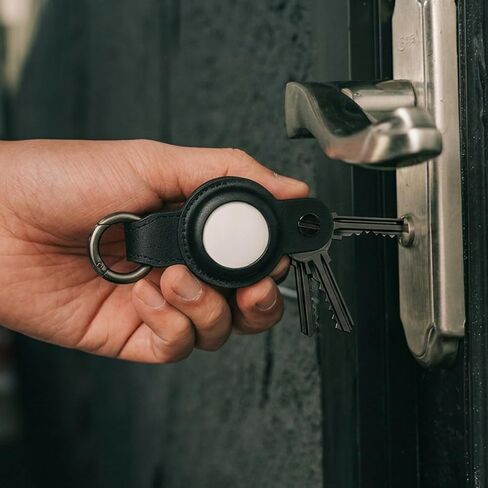 Air Tag Key Organizer, Compact Leather Keychain for Apple AirTag Gen 1/2.[Black, without Airtag] in Saudi Arabia