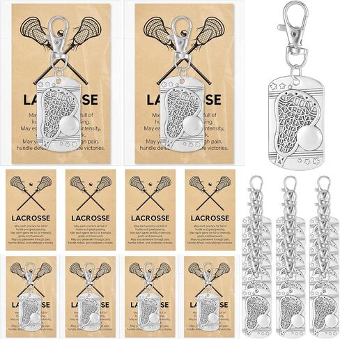 Tondiamo 18 Lacrosse Gift for Boys Lacrosse Keychains Bulk and Cards with Opp Bags Custom Jewelry Gift Accessories for Boys Senior in Kuwait