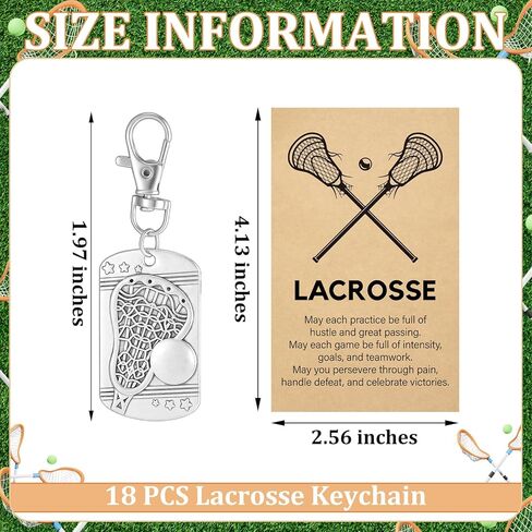 Tondiamo 18 Lacrosse Gift for Boys Lacrosse Keychains Bulk and Cards with Opp Bags Custom Jewelry Gift Accessories for Boys Senior in Kuwait