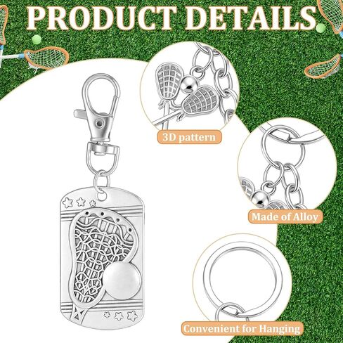Tondiamo 18 Lacrosse Gift for Boys Lacrosse Keychains Bulk and Cards with Opp Bags Custom Jewelry Gift Accessories for Boys Senior in Kuwait