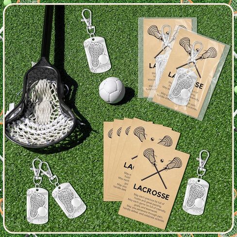 Tondiamo 18 Lacrosse Gift for Boys Lacrosse Keychains Bulk and Cards with Opp Bags Custom Jewelry Gift Accessories for Boys Senior in Kuwait
