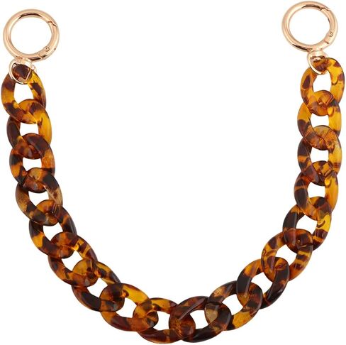 FunBoat Tortoise Shell Resin Bag Chain Charm - 15.1 Inch Decorative Purse Chain with Gold Tone Round Clasps - Short Bag Accessories for Handbags, Tote Bags and Purses in Saudi Arabia