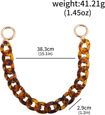 FunBoat Tortoise Shell Resin Bag Chain Charm - 15.1 Inch Decorative Purse Chain with Gold Tone Round Clasps - Short Bag Accessories for Handbags, Tote Bags and Purses in Saudi Arabia