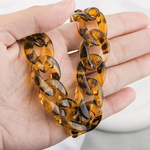 FunBoat Tortoise Shell Resin Bag Chain Charm - 15.1 Inch Decorative Purse Chain with Gold Tone Round Clasps - Short Bag Accessories for Handbags, Tote Bags and Purses in Saudi Arabia