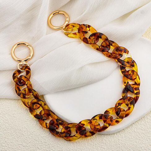 FunBoat Tortoise Shell Resin Bag Chain Charm - 15.1 Inch Decorative Purse Chain with Gold Tone Round Clasps - Short Bag Accessories for Handbags, Tote Bags and Purses in Saudi Arabia