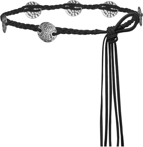 Women's Boho Braided Waist Belt Bohemian Woven Belt with Vintage Tassels for Dresses in Saudi Arabia
