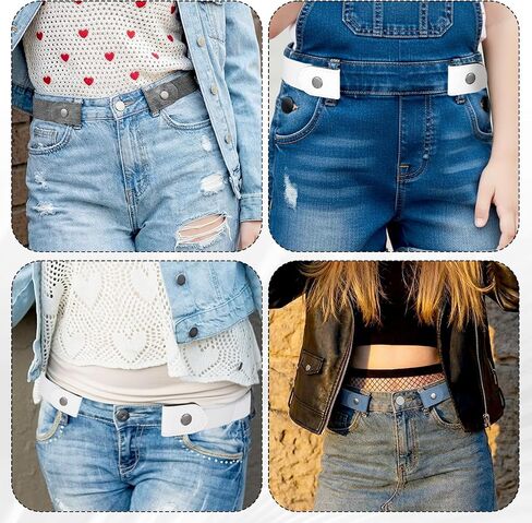 Andibro 5 Pcs No Buckle Belts for Women, Adjustable Invisible Stretch Belt for Jeans & Pants, Buckle-Free Design with Fabric Material in Kuwait