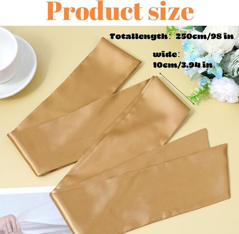 2pcs Gold Sash Belt for Dress, Gold Satin Sash Belt, Bow Belts for Women Gown Dresses Special Occasion Formal Prom Dresses 4'' Wide Double Side Women in Kuwait