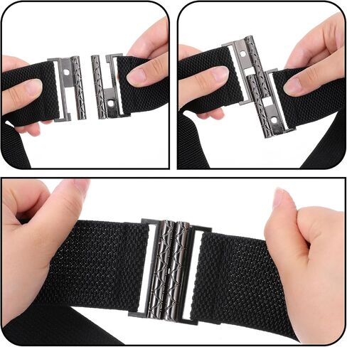 SynHHergyx Wide Stretchy Belt for Women Black Vintage Elastic Waist Belts for Dresses Adjustable Cinch Belts Muticolored Ladies Dress Buckle Belt in Kuwait