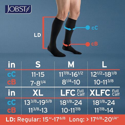 JOBST forMen Compression Socks 20-30 mmHg Knee High, with SoftFit Band, Closed Toe, Black, X-Large in Kuwait