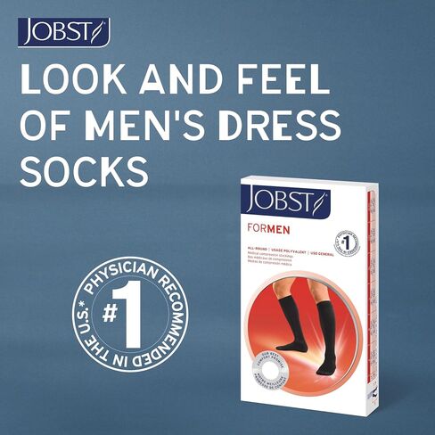 JOBST forMen Compression Socks 20-30 mmHg Knee High, with SoftFit Band, Closed Toe, Black, X-Large in Kuwait