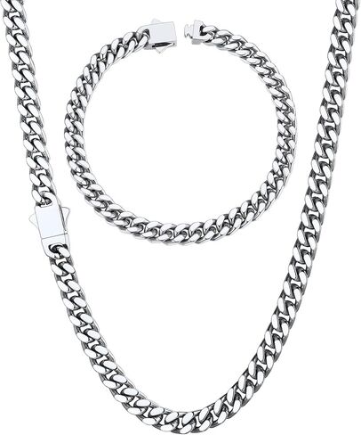ChainsHouse 5mm 20" Cuban Chain Necklace Men Bracelet 23cm in Kuwait