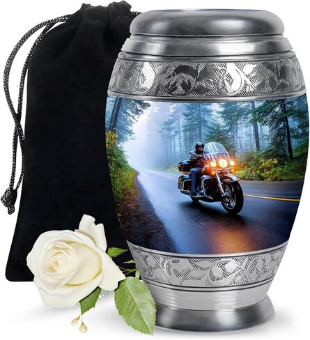Fashionzaadi Motorcycle Urns for Human Ashes Adult Female - Blue Cremation Urns for Adult Men and Women - Memorial Urn for Daughter - Large Urn for Mom - 10 Inch in Saudi Arabia