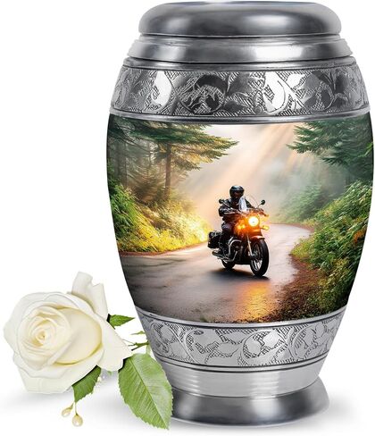 Fashionzaadi Motorcycle Urns for Human Ashes Adult Female - Blue Cremation Urns for Adult Men and Women - Memorial Urn for Daughter - Large Urn for Mom - 10 Inch in Saudi Arabia