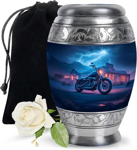 Fashionzaadi Motorcycle Urns for Human Ashes Adult Female - Blue Cremation Urns for Adult Men and Women - Memorial Urn for Daughter - Large Urn for Mom - 10 Inch in Saudi Arabia