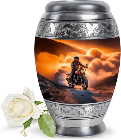 Fashionzaadi Motorcycle Urns for Human Ashes Adult Female - Blue Cremation Urns for Adult Men and Women - Memorial Urn for Daughter - Large Urn for Mom - 10 Inch in Saudi Arabia