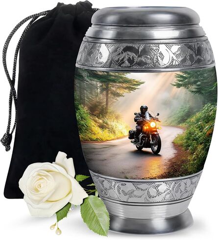 Fashionzaadi Motorcycle Urns for Human Ashes Adult Female - Blue Cremation Urns for Adult Men and Women - Memorial Urn for Daughter - Large Urn for Mom - 10 Inch in Saudi Arabia