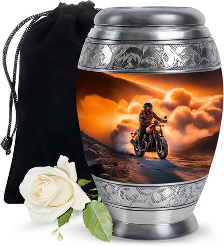 Fashionzaadi Motorcycle Urns for Human Ashes Adult Female - Blue Cremation Urns for Adult Men and Women - Memorial Urn for Daughter - Large Urn for Mom - 10 Inch in Saudi Arabia