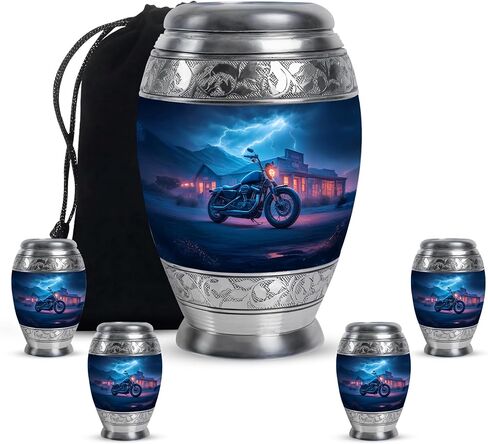 Fashionzaadi Motorcycle Urns for Human Ashes Adult Female - Blue Cremation Urns for Adult Men and Women - Memorial Urn for Daughter - Large Urn for Mom - 10 Inch in Saudi Arabia