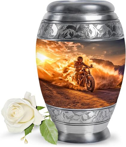 Fashionzaadi Motorcycle Urns for Human Ashes Adult Female - Blue Cremation Urns for Adult Men and Women - Memorial Urn for Daughter - Large Urn for Mom - 10 Inch in Saudi Arabia