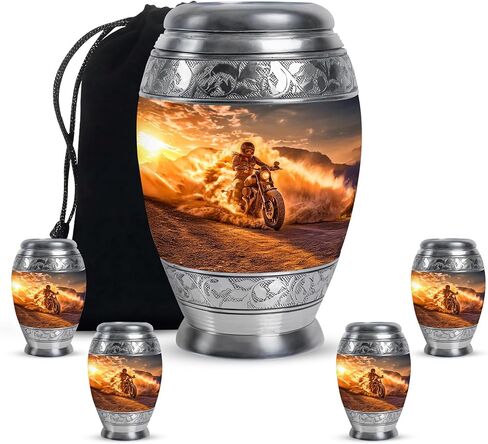 Fashionzaadi Motorcycle Urns for Human Ashes Adult Female - Blue Cremation Urns for Adult Men and Women - Memorial Urn for Daughter - Large Urn for Mom - 10 Inch in Saudi Arabia