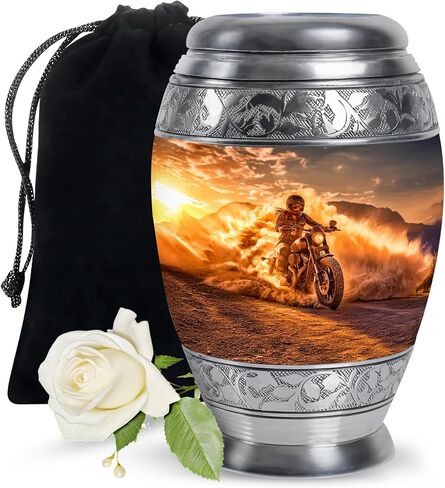 Fashionzaadi Motorcycle Urns for Human Ashes Adult Female - Blue Cremation Urns for Adult Men and Women - Memorial Urn for Daughter - Large Urn for Mom - 10 Inch in Saudi Arabia