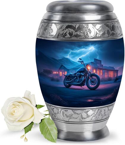 Fashionzaadi Motorcycle Urns for Human Ashes Adult Female - Blue Cremation Urns for Adult Men and Women - Memorial Urn for Daughter - Large Urn for Mom - 10 Inch in Saudi Arabia