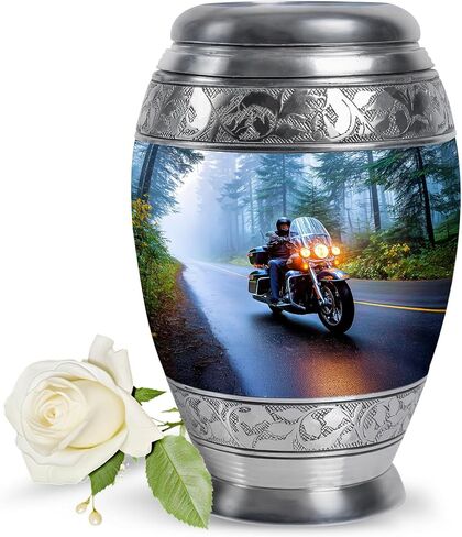 Fashionzaadi Motorcycle Urns for Human Ashes Adult Female - Blue Cremation Urns for Adult Men and Women - Memorial Urn for Daughter - Large Urn for Mom - 10 Inch in Saudi Arabia