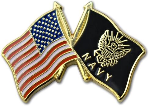 American and Navy Crossed Flags Enamel Lapel Pin 1" in Saudi Arabia