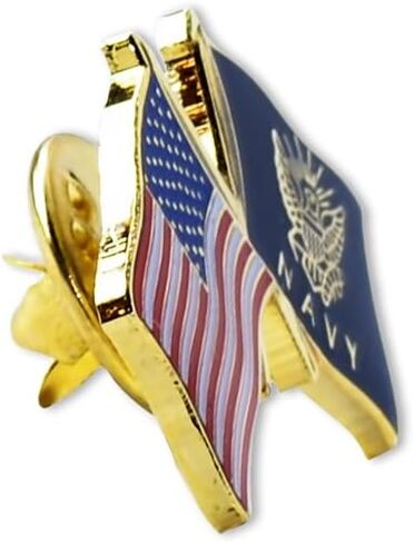 American and Navy Crossed Flags Enamel Lapel Pin 1" in Saudi Arabia
