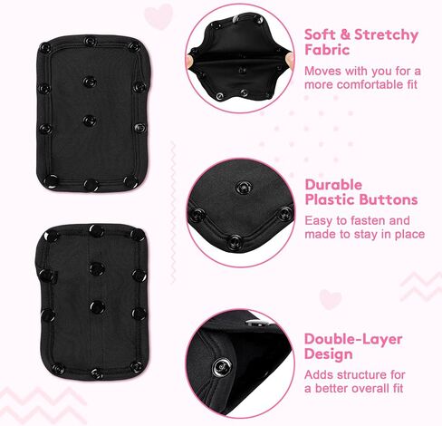 Littleforbig Onesie Extender قابل للتعديل لوحة تمديد المنشعب لبدلات الجسم والملابس للبالغين - تضيف الطول لملاءمة أفضل، راحة أطول للجذع ومرونة الحجم أسود 3 عبوات XS-2XL in Kuwait