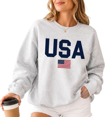 USA Sweatshirt Women Patriotic Crewneck, American Flag Pullover, Cute 4th of July Outfit, Memorial Day Summer Sweatshirt in Saudi Arabia