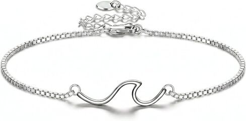 Wave Bracelet 18K White Gold Plated Ocean Bracelet Wave Jewelry Gifts for Women Mom in Saudi Arabia