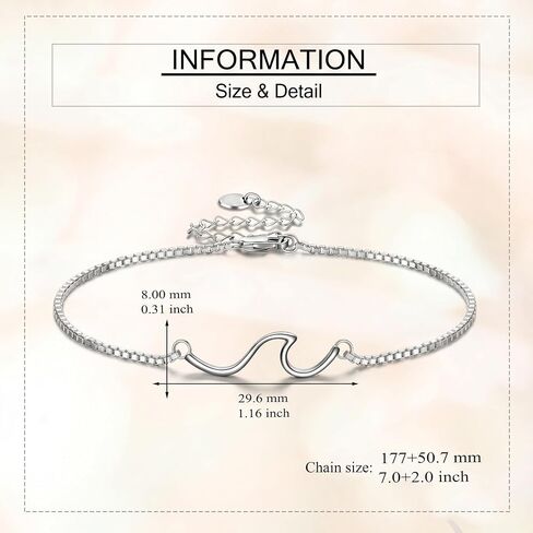Wave Bracelet 18K White Gold Plated Ocean Bracelet Wave Jewelry Gifts for Women Mom in Saudi Arabia