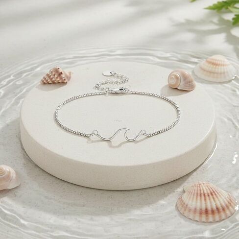 Wave Bracelet 18K White Gold Plated Ocean Bracelet Wave Jewelry Gifts for Women Mom in Saudi Arabia