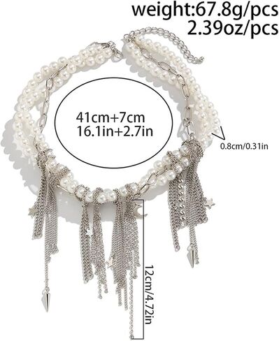 Delicate Multi-layered Pearl Tassel Necklace Star Pearl Wrap Stacking Chain Trendy Bohemia Chains Statement Necklace Unique Generosity Pendant Fasion Chain Collar Classic Adjustable Easy to Wear Jewelry Accessories for Women Wedding Party in Saudi Arabia
