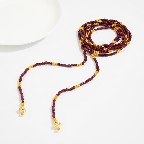 Western Beaded Wrap Necklace for Women Seed Bead Long Chain Vintage Layered Lariat Necklace Cowgirl Tie choker Boho Wrapped Choker in Saudi Arabia