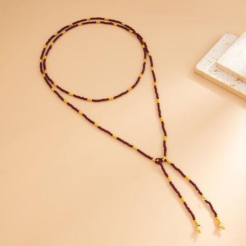 Western Beaded Wrap Necklace for Women Seed Bead Long Chain Vintage Layered Lariat Necklace Cowgirl Tie choker Boho Wrapped Choker in Saudi Arabia