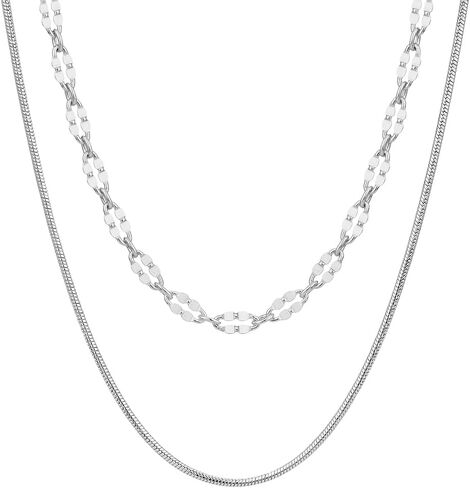 Vanbelle Sterling Silver - Rhodium Plated with 925 Stamp - Layered Necklace - Elegant Handmade for Women - Chain 16" Long + 2" Extender in Kuwait