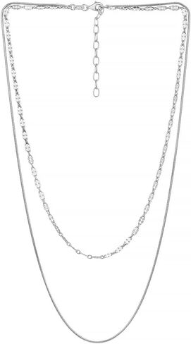 Vanbelle Sterling Silver - Rhodium Plated with 925 Stamp - Layered Necklace - Elegant Handmade for Women - Chain 16" Long + 2" Extender in Kuwait