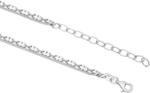Vanbelle Sterling Silver - Rhodium Plated with 925 Stamp - Layered Necklace - Elegant Handmade for Women - Chain 16" Long + 2" Extender in Kuwait